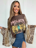 Vintage Kantha Western Top – Boho Animal Print Cowboy Top