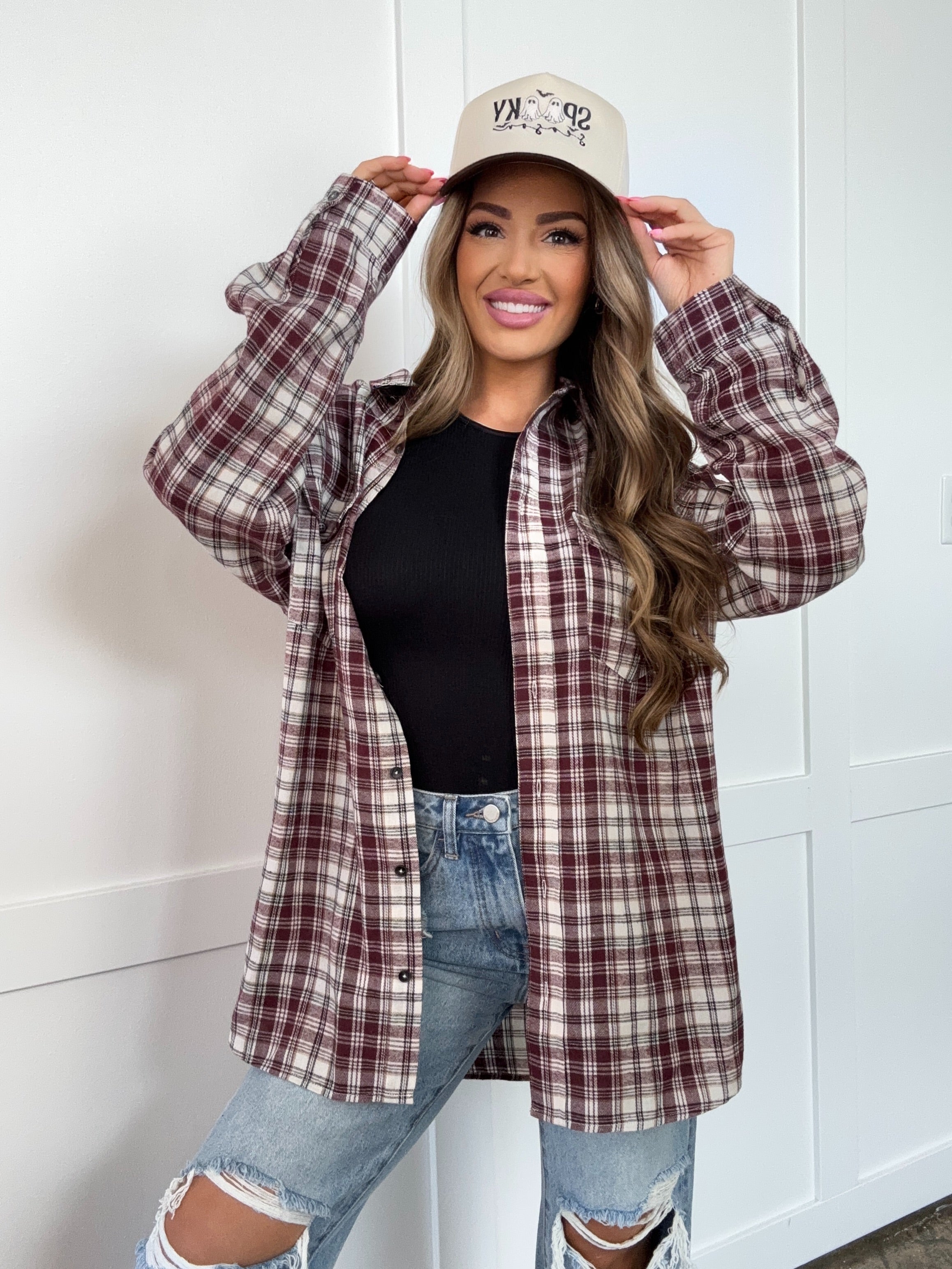 Crisp Breeze Oversized Plaid Flannel Shirt – Button Down