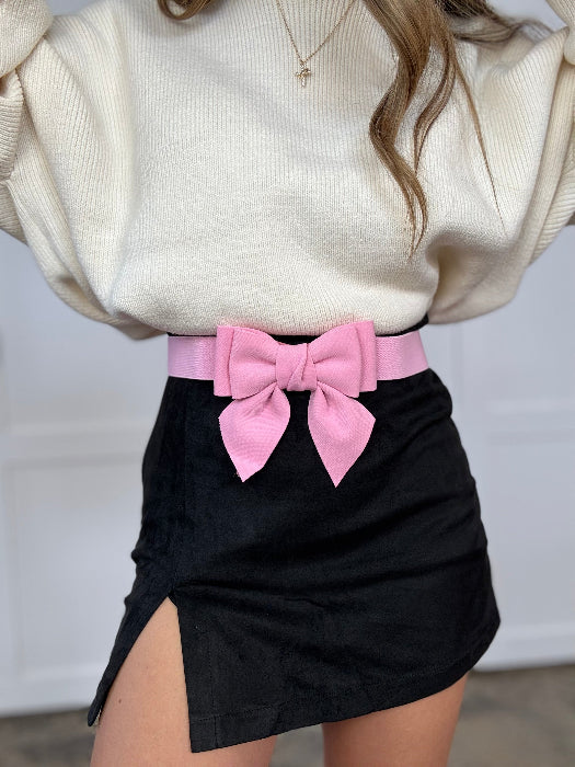 Merry & Bright Bow Belt in Pink