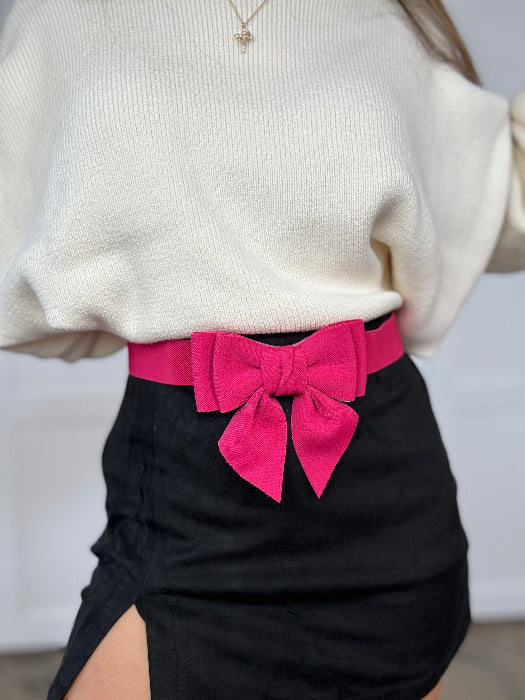Merry & Bright Bow Belt in Fuschia