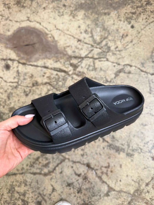 On The Edge Chunky Sandals in Black