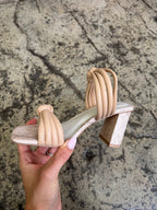 Raquel Snakeprint Heels – Knotted Strap Chunky Heel Sandals