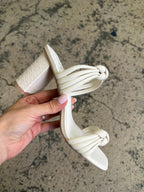 Raquel Snakeprint Heels – Knotted Strap Chunky Heel Sandals