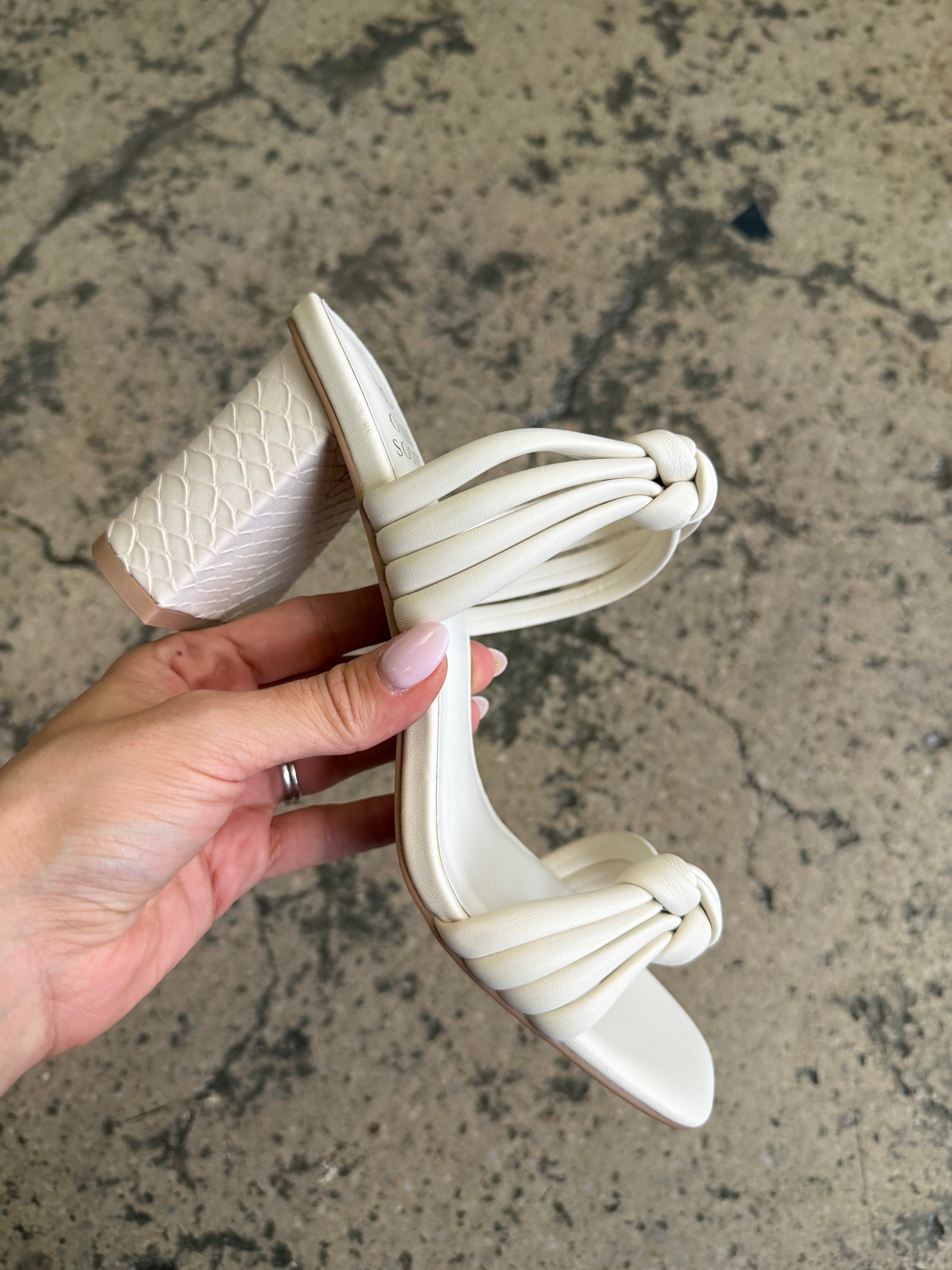 Raquel Snakeprint Heels – Knotted Strap Chunky Heel Sandals