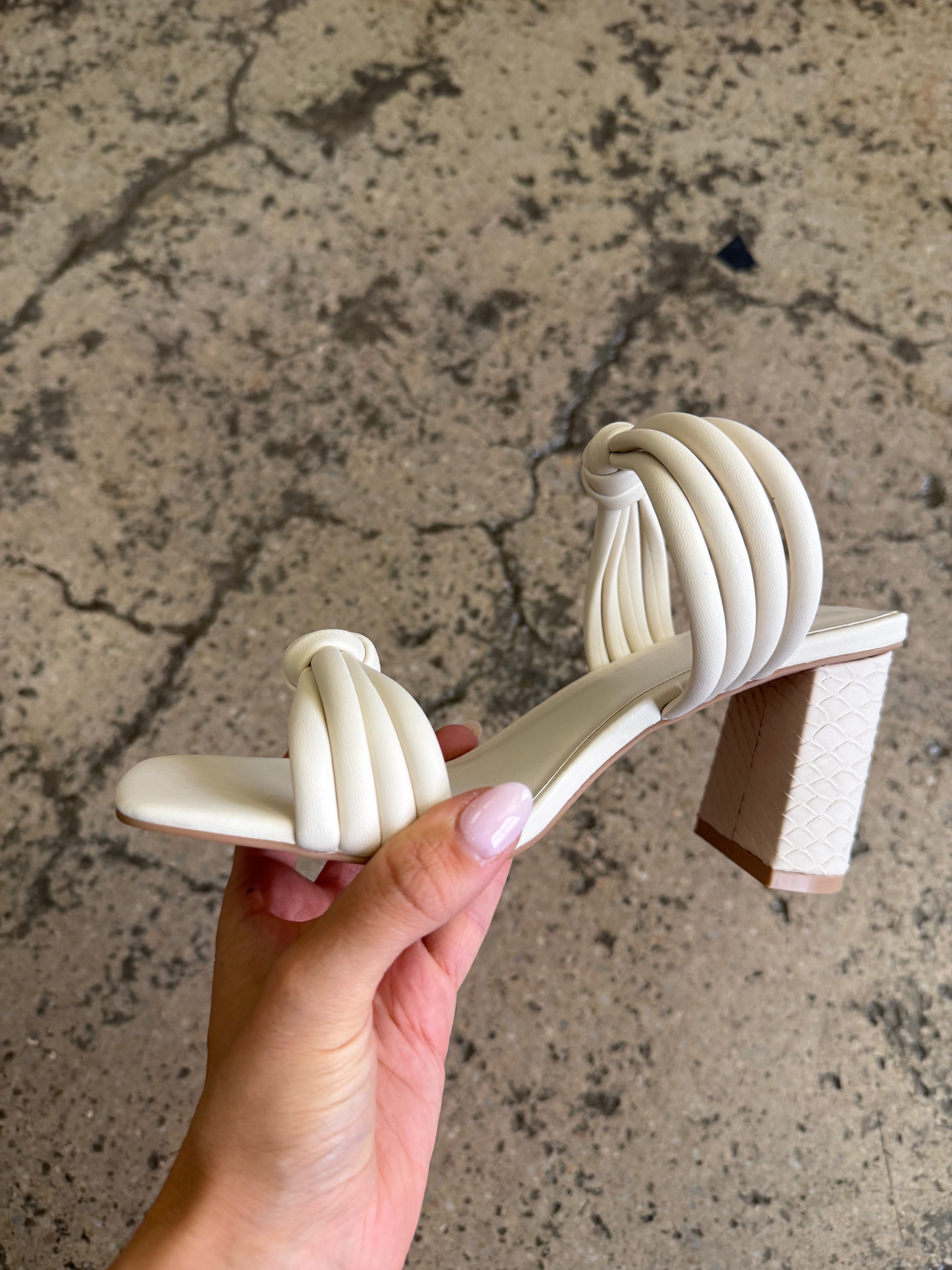 Raquel Snakeprint Heels – Knotted Strap Chunky Heel Sandals