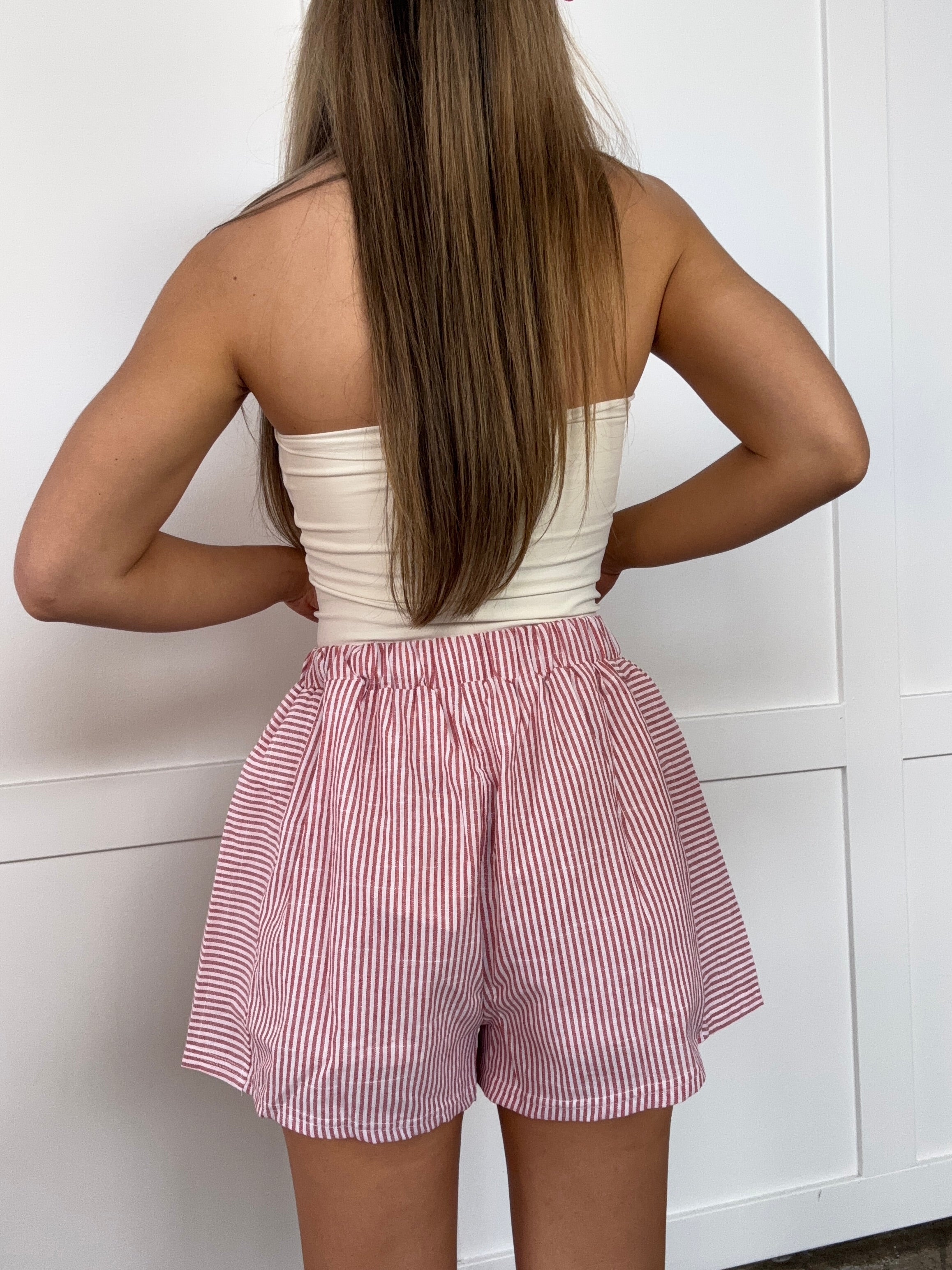 Tianna Red Striped Boxer Shorts – Casual Lounge Shorts