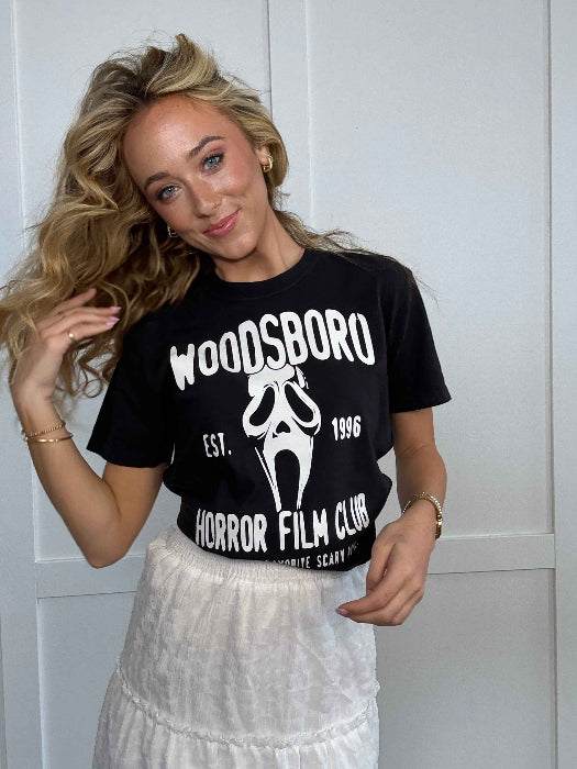 Woodsboro Horror Film Club Graphic TShirt in Black