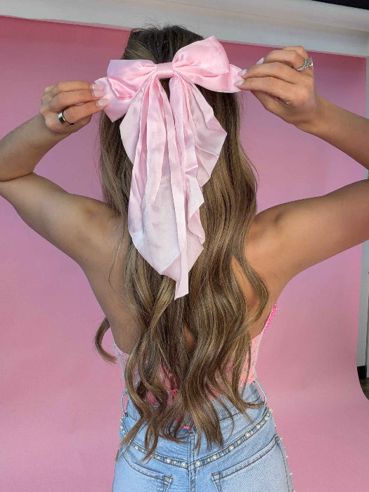 Delilah Silk Hair Bow in Light Pink