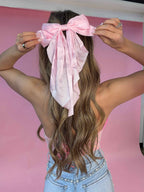 Delilah Silk Hair Bow in Light Pink
