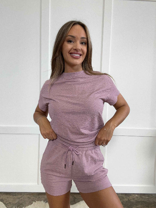 Cameron Textured Set in Dusty Pink