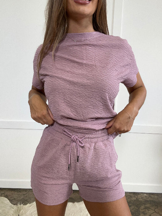 Cameron Textured Set in Dusty Pink