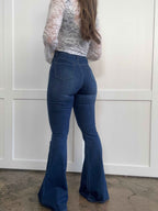Fiona High Waisted Bell Bottom Flare Jeans – Medium Wash Denim