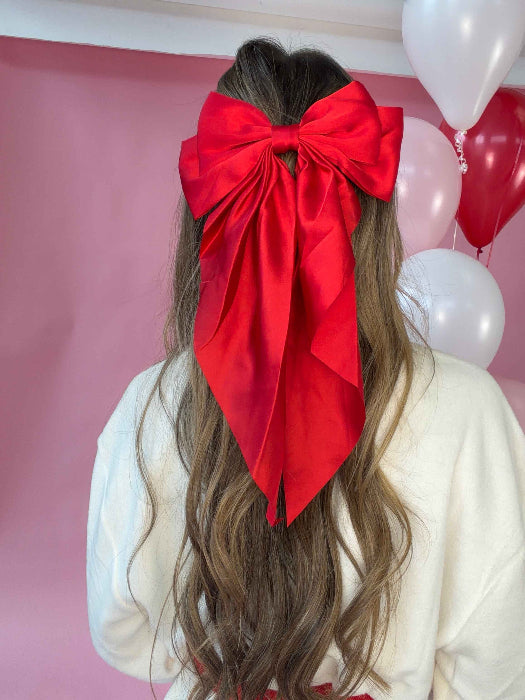 Delilah Silk Hair Bow in Red