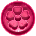 SodaPup Flower eBowl deep slow feeder dog bowl with flower-shaped enrichment ridges, available in pink or purple for medium and large dogs.