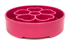SodaPup Flower eBowl deep slow feeder dog bowl with flower-shaped enrichment ridges, available in pink or purple for medium and large dogs.