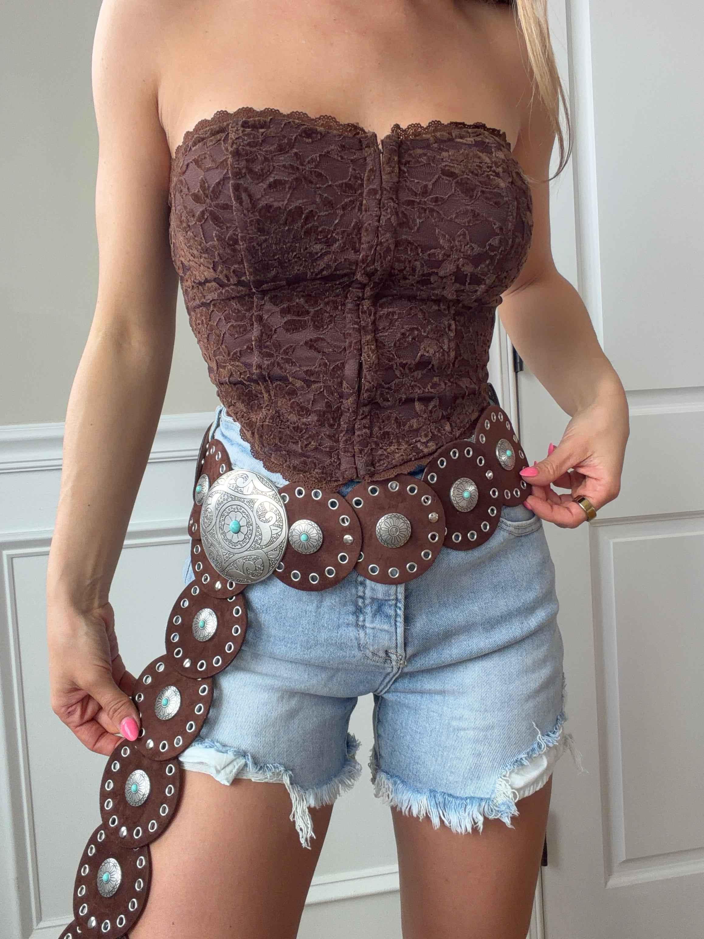 Twister Suede Disc Belt – Turquoise Western Belt