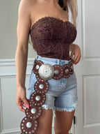 Twister Suede Disc Belt – Turquoise Western Belt