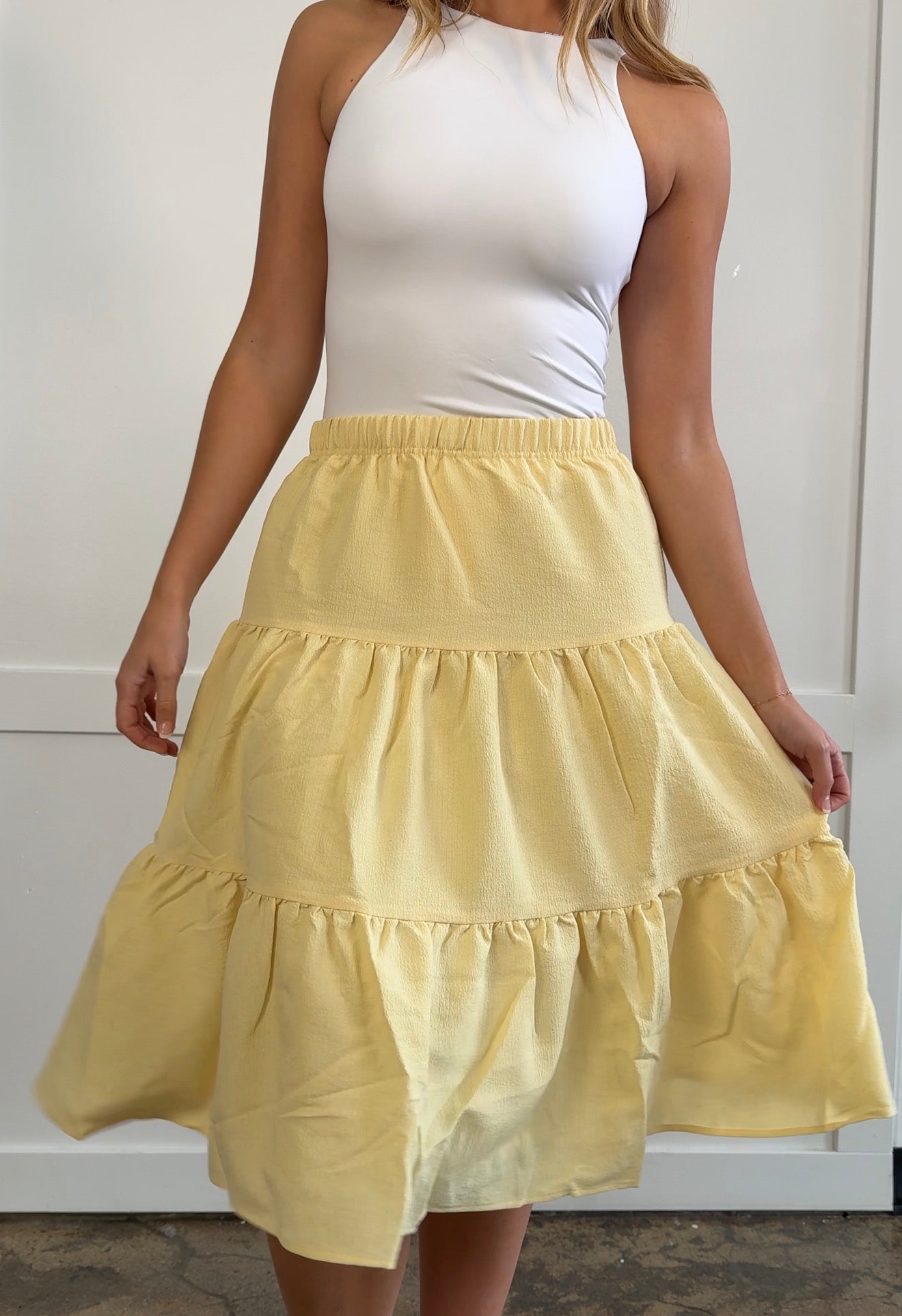Holly Tiered Midi Skirt – Flowy Layered Skirt
