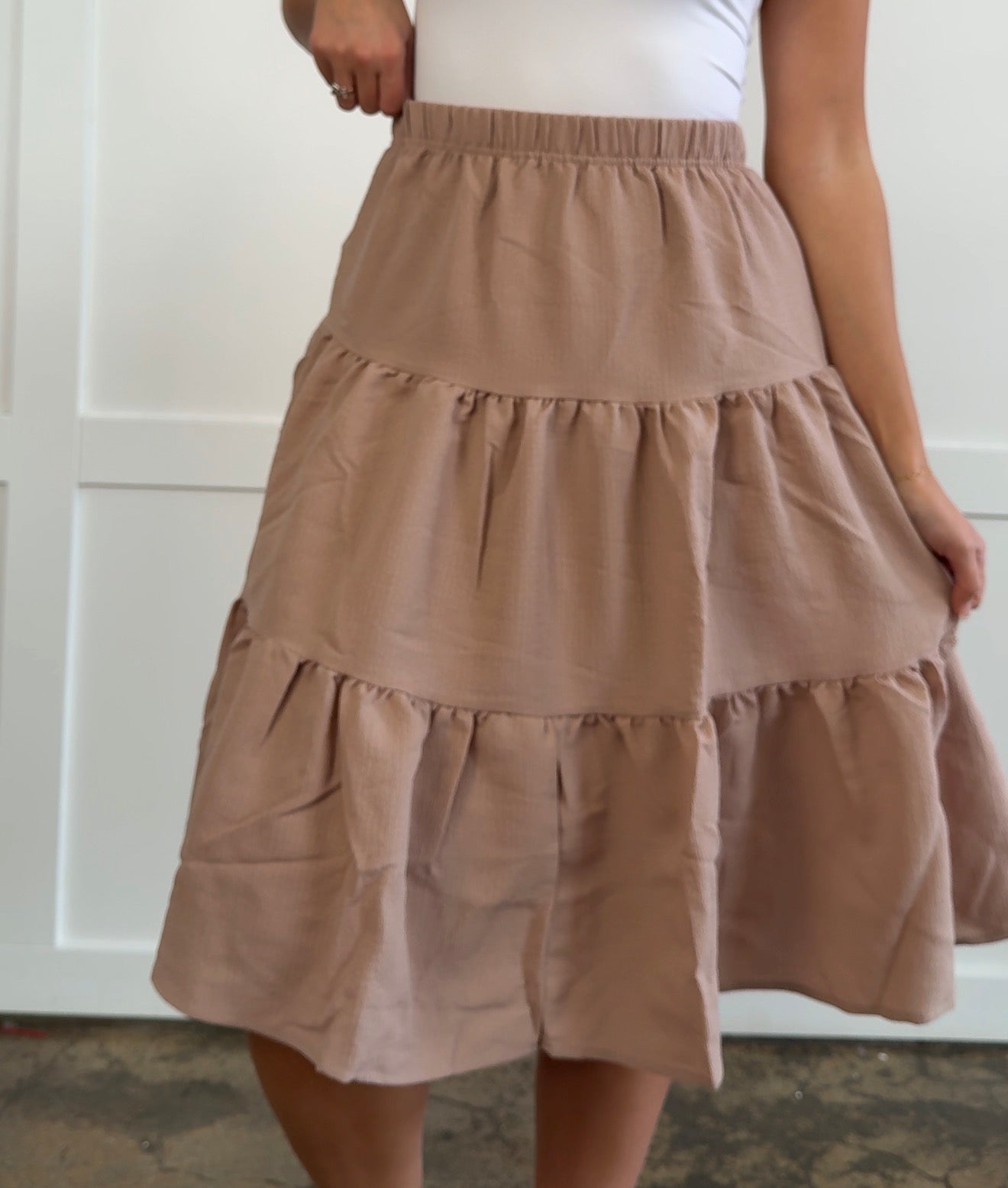 Holly Tiered Midi Skirt – Flowy Layered Skirt