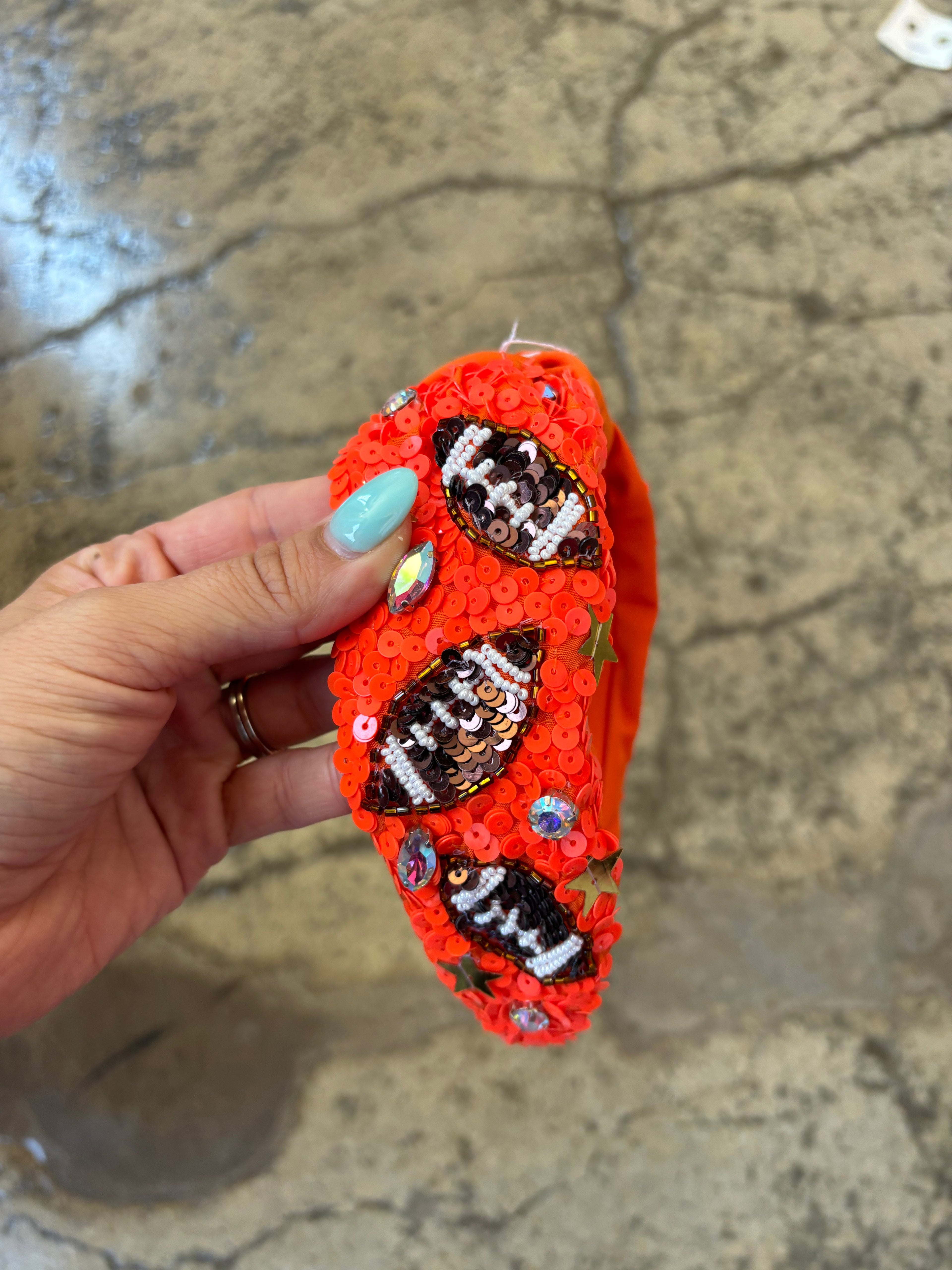 Football Beaded Headband – Jeweled Game Day Headband
