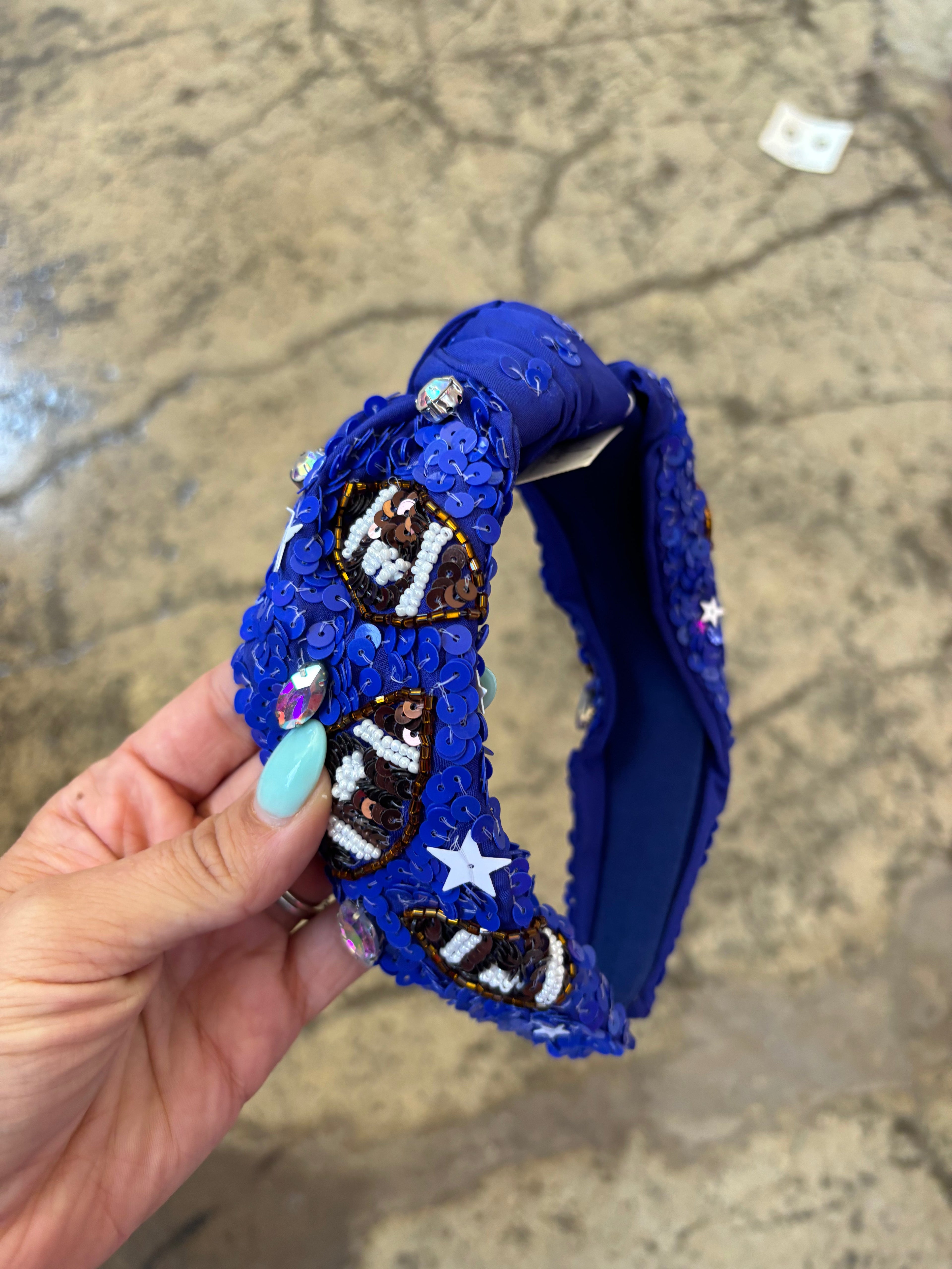 Football Beaded Headband – Jeweled Game Day Headband