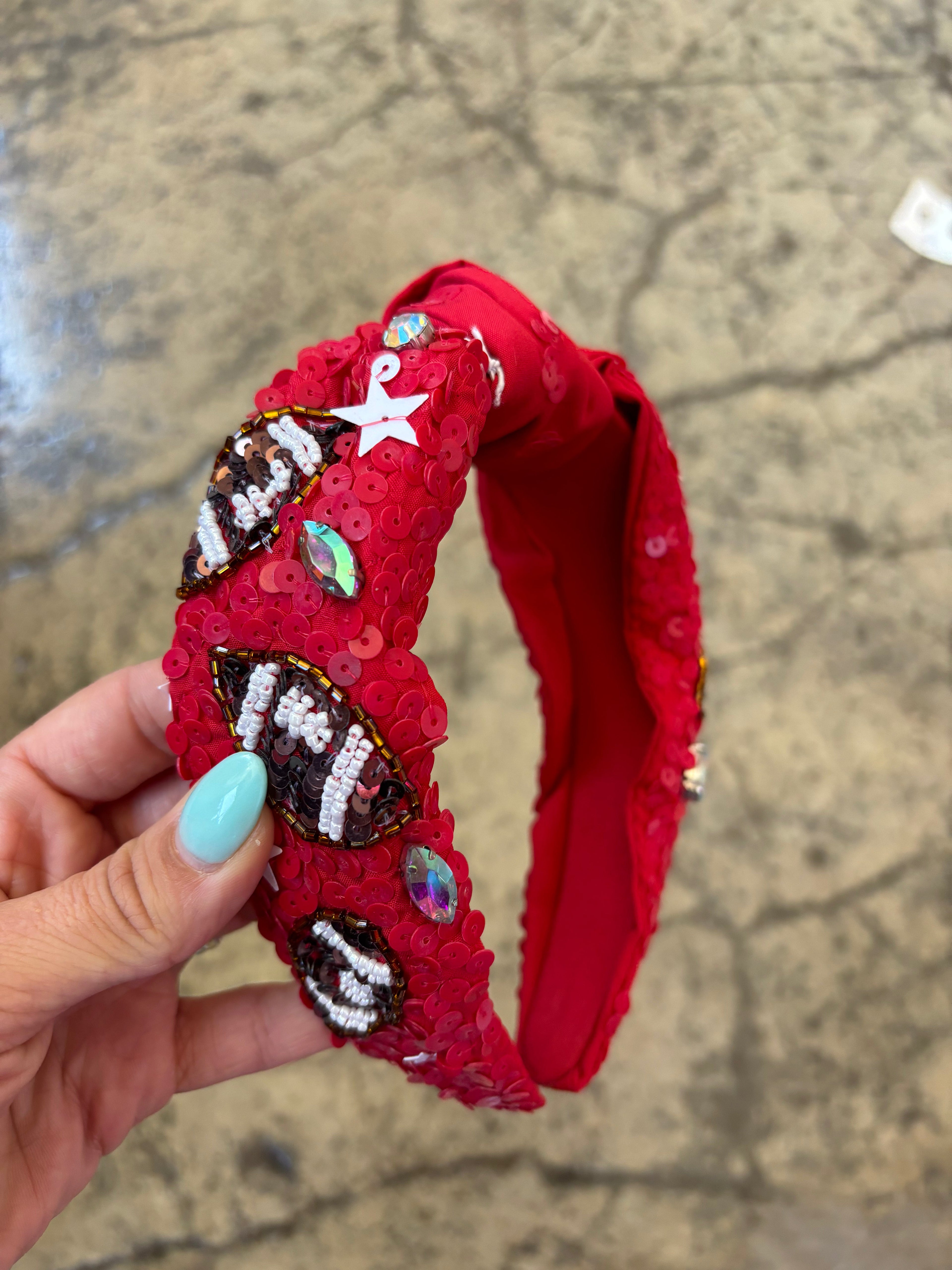 Football Beaded Headband – Jeweled Game Day Headband