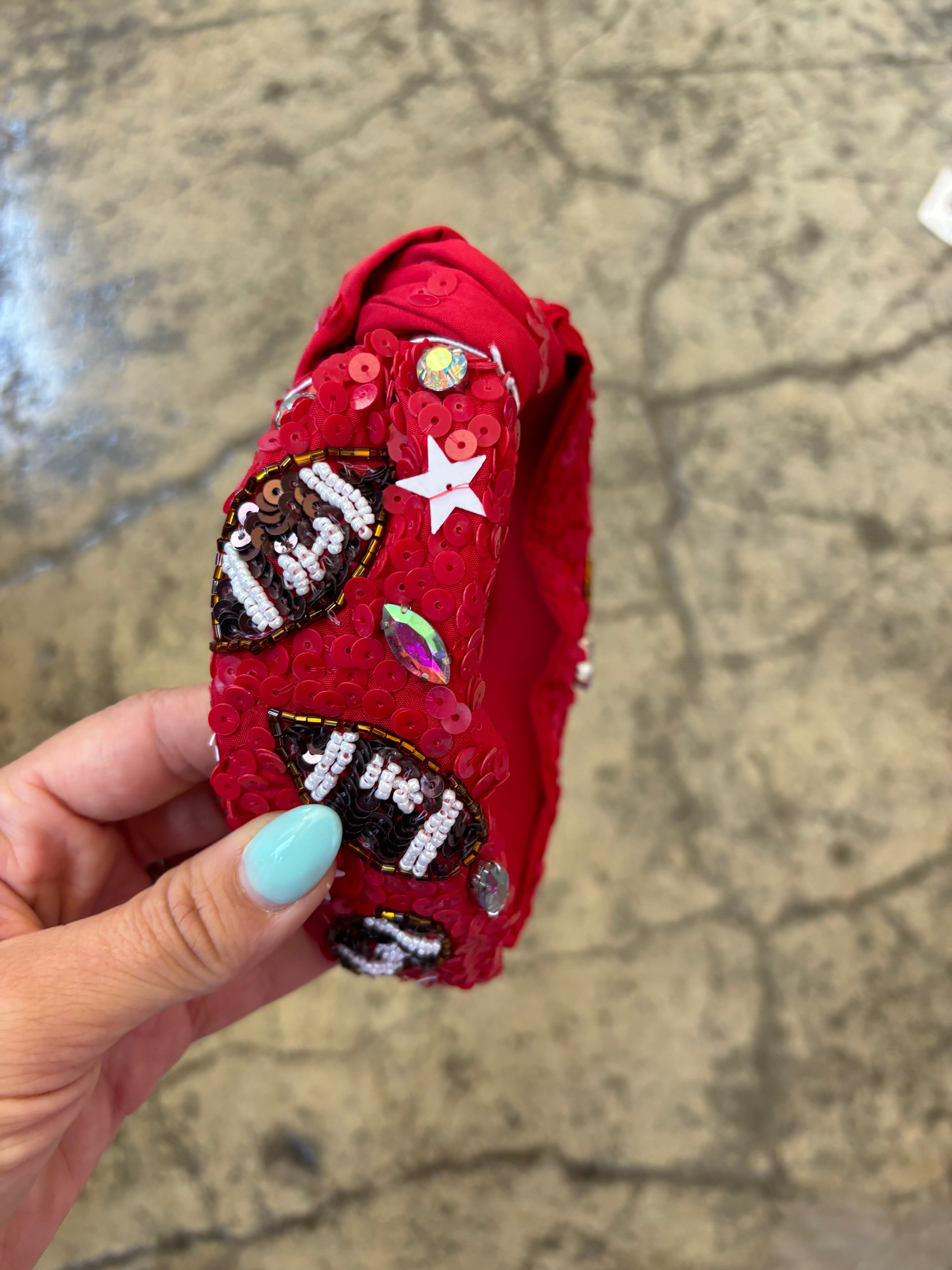 Football Beaded Headband – Jeweled Game Day Headband