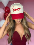 XOXO 3D Trucker Hat in Red/Ivory