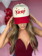 XOXO 3D Trucker Hat in Red/Ivory