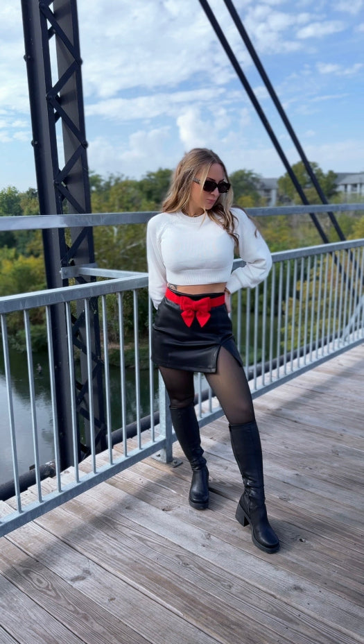 Merry & Bright Bow Belt in Red