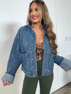 Indigo Mae Risen Oversized Cargo Pocket Denim Jacket