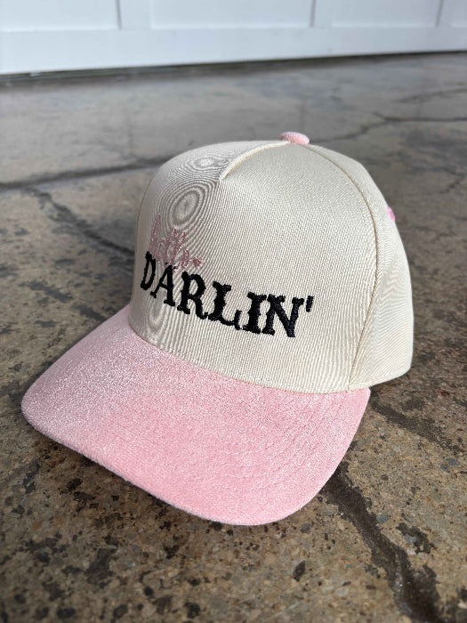 Hello Darlin Trucker Hat – Vintage Western Hat in Pink/Ivory