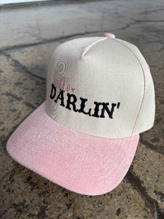 Hello Darlin Trucker Hat – Vintage Western Hat in Pink/Ivory
