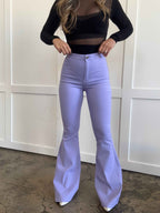 Fiona High Waisted Bell Bottom Flare Jeans – Lavender