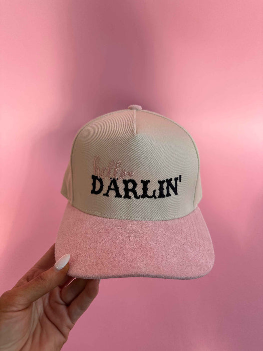 Hello Darlin Trucker Hat – Vintage Western Hat in Pink/Ivory