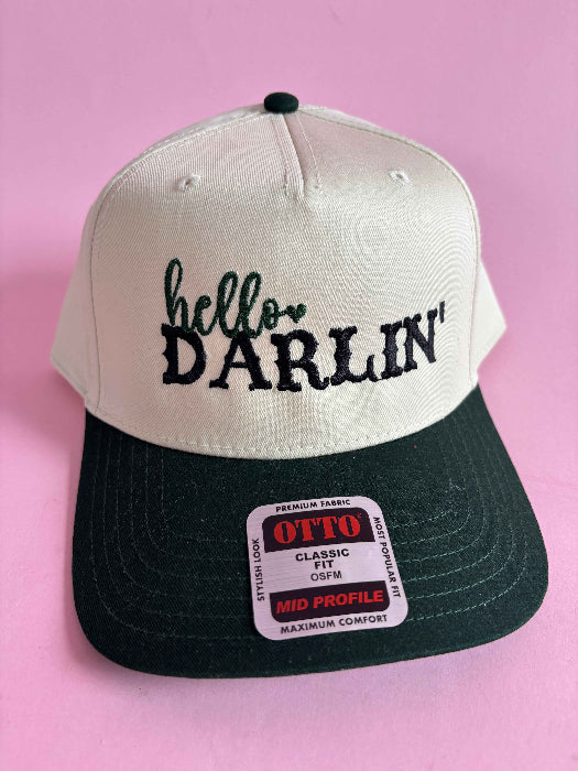 Hello Darlin Trucker Hat – Vintage Western Hat in Black/Ivory