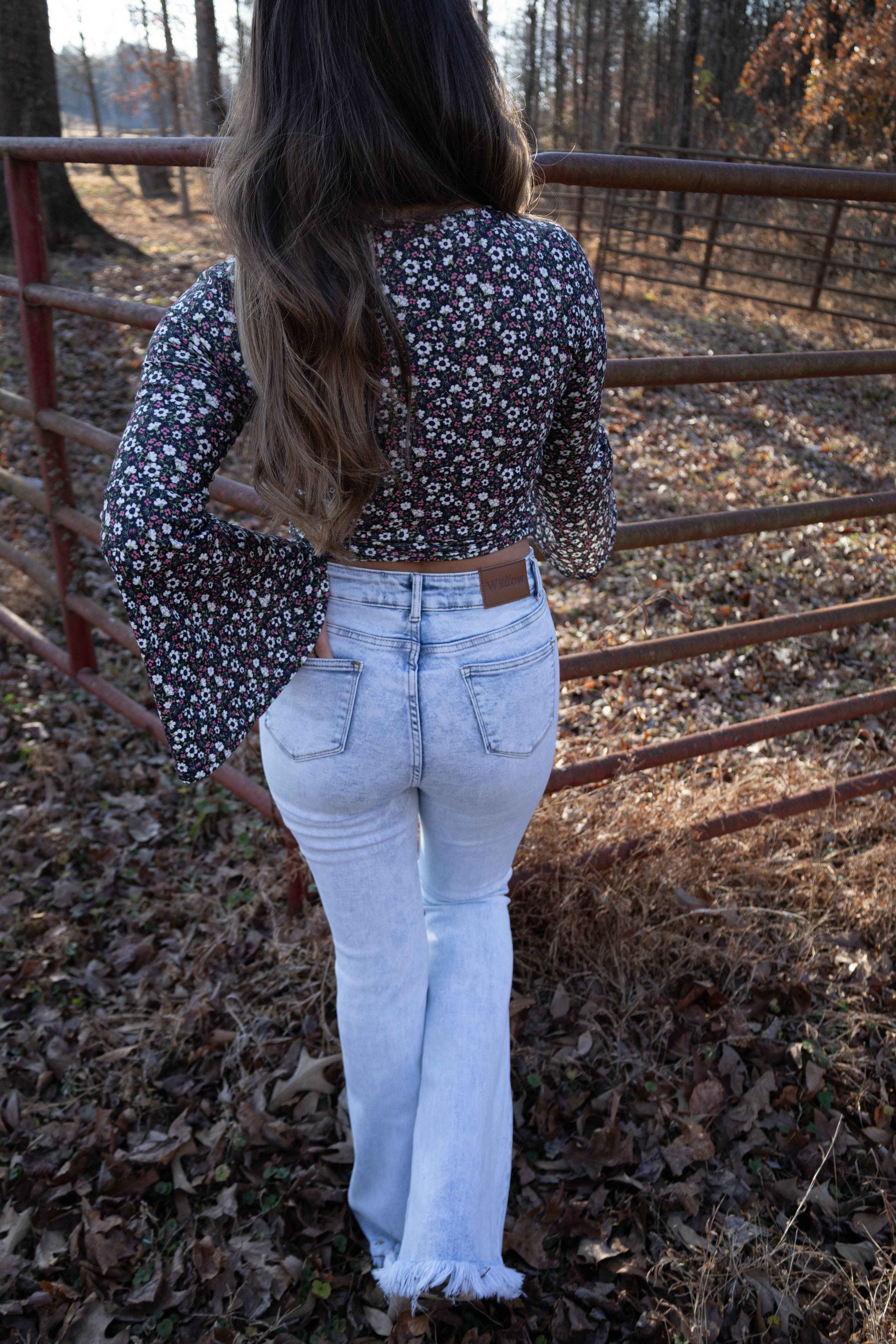 Lucy Asymmetrical Distressed Flare Jeans – High Waisted Viral Denim