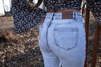 Lucy Asymmetrical Distressed Flare Jeans – High Waisted Viral Denim