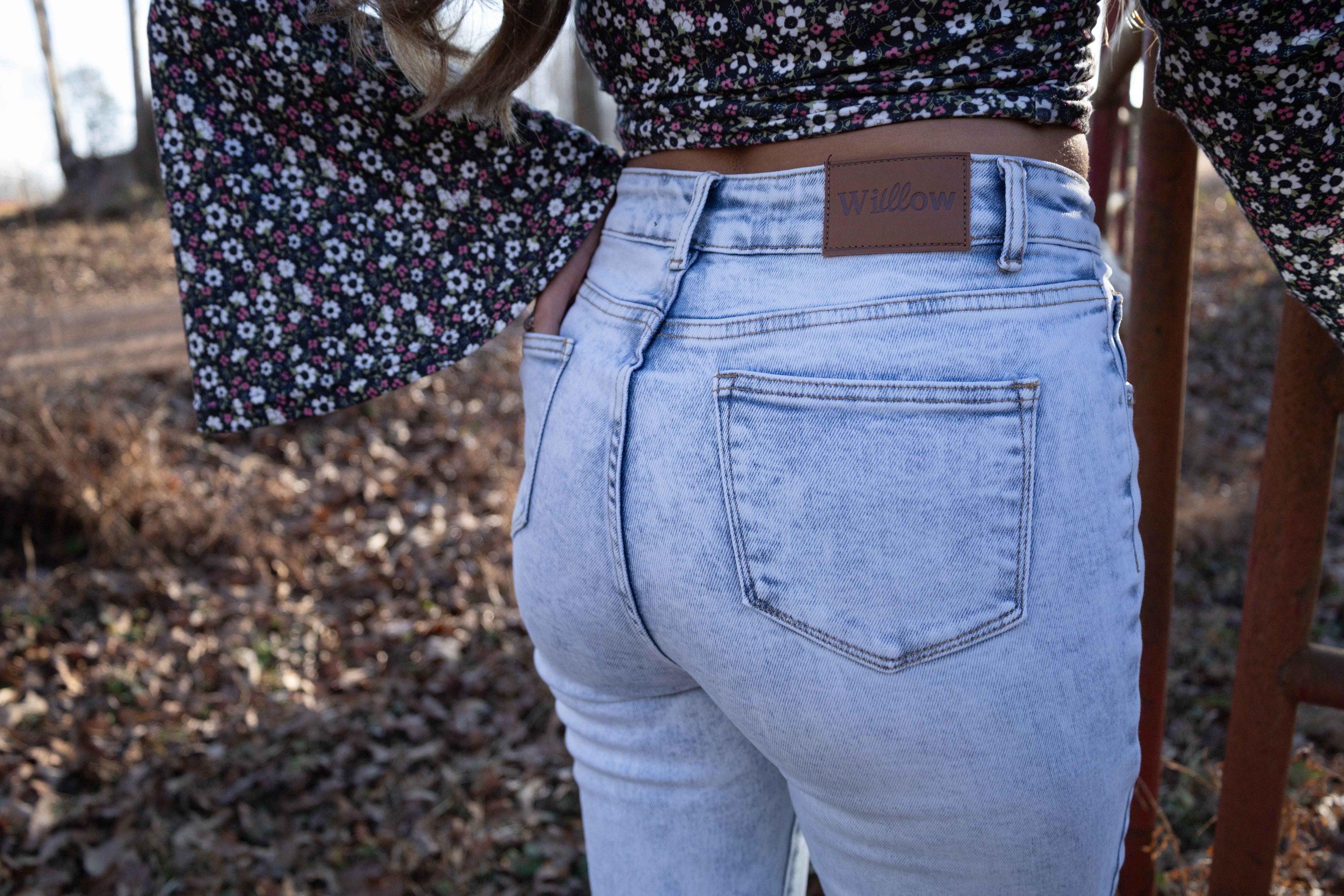 Lucy Asymmetrical Distressed Flare Jeans – High Waisted Viral Denim