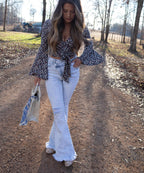 Lucy Asymmetrical Distressed Flare Jeans – High Waisted Viral Denim