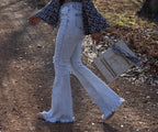 Lucy Asymmetrical Distressed Flare Jeans – High Waisted Viral Denim