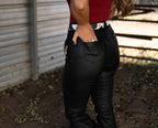 Blakely Leather High Waisted Bell Bottom Flare Jeans – Black