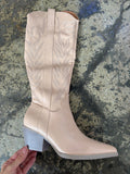 Samara Nude Knee High Cowgirl Boots – Western Heeled Boots
