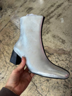 Georgia Square Toe Western Heeled Boots – Silver Black Boots