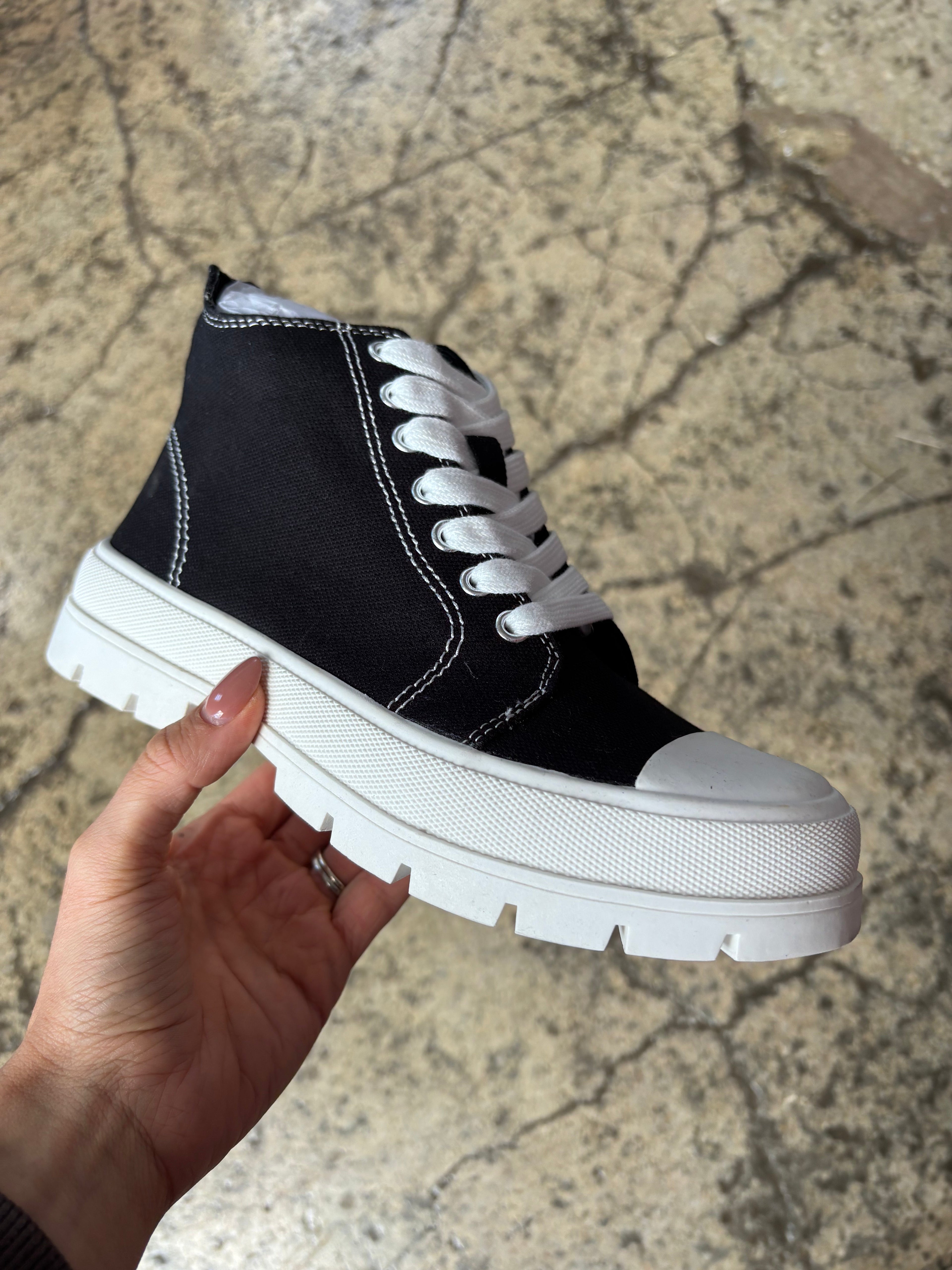 Star of the Show Black High Top Sneakers – Chunky Sole
