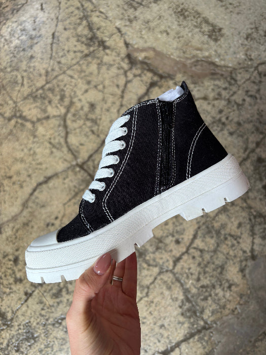 Star of the Show Black High Top Sneakers with white soles