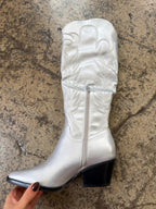 Samara Silver Knee High Cowgirl Boots – Western Pointed Boots