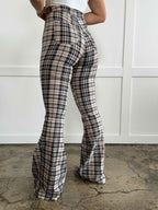 Gretchen Fiona High Waisted Plaid Flare Jeans