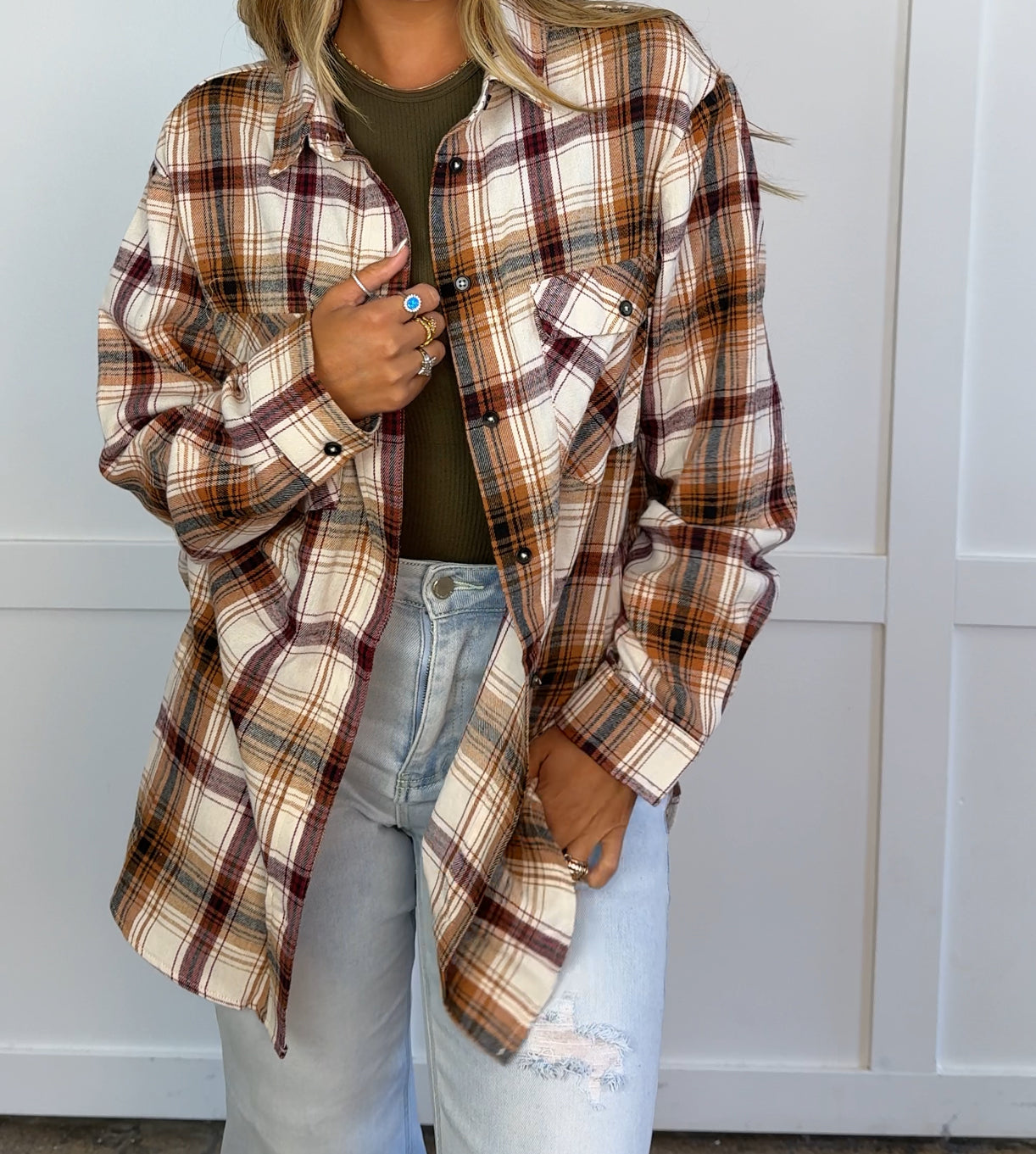 Crisp Breeze Oversized Plaid Flannel Shirt – Button Down
