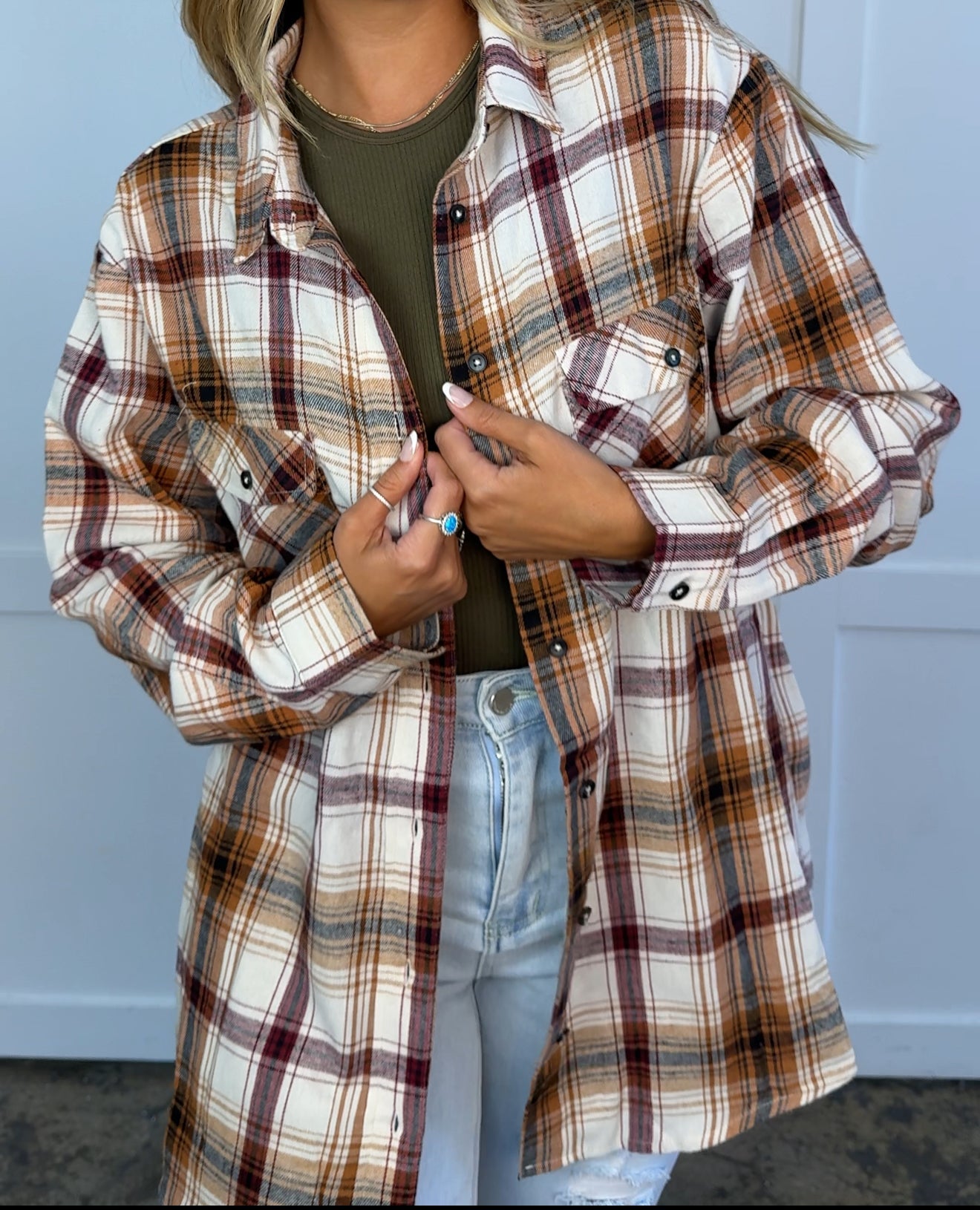 Crisp Breeze Oversized Plaid Flannel Shirt – Button Down